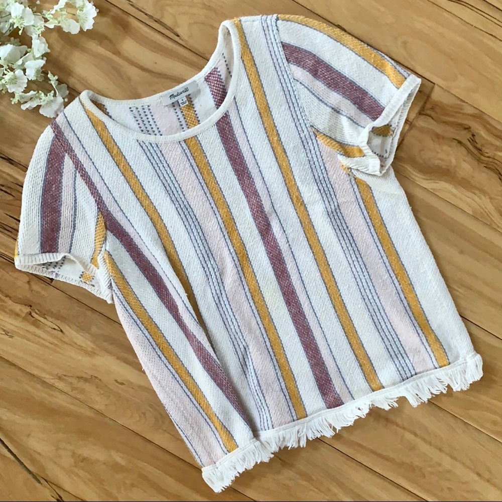 Madewell Knit Fringe Top - S - Stripes